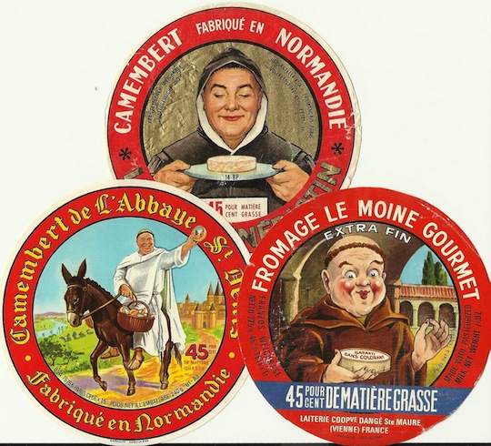Camembert labels with monks